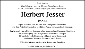 Traueranzeige von Herbert Jesser 