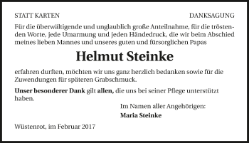 Traueranzeige von Helmut Steinke 