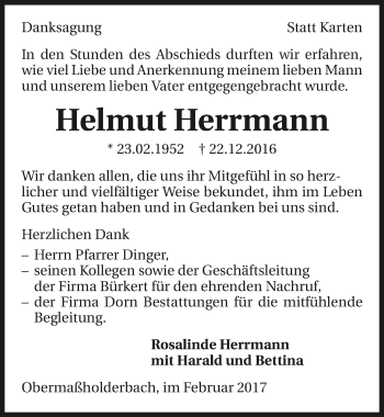 Traueranzeige von Helmut Herrmann 