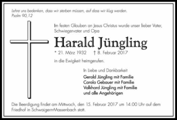 Traueranzeige von Harald Jüngling 