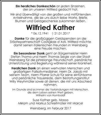 Traueranzeige von Wilfried Kather 
