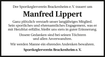 Traueranzeige von Manfred Lippert 