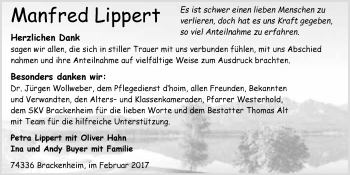 Traueranzeige von Manfred Lippert 
