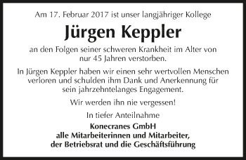 Traueranzeige von Jürgen Keppler 