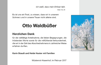 Traueranzeige von Otto Waldbüßer 