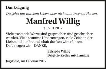 Traueranzeige von Manfred Willig 