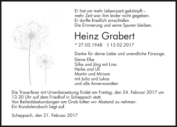 Traueranzeige von Heinz Grabert 