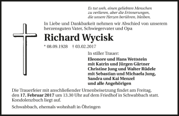 Traueranzeige von Richard Wycisk 