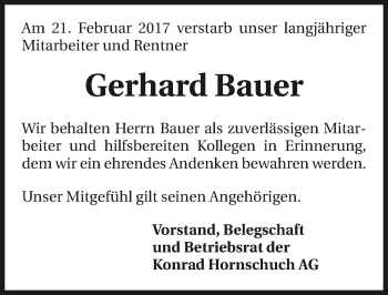 Traueranzeige von Gerhard Bauer 