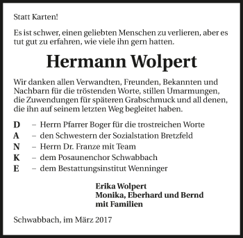 Traueranzeige von Hermann Wolpert 