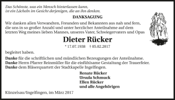 Traueranzeige von Dieter Rücker 