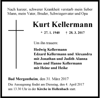 Traueranzeige von Kurt Kellermann 