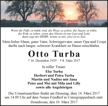 Traueranzeige von Otto Turba 