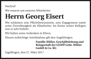 Traueranzeige von Georg Eisert 