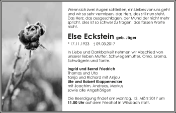 Traueranzeige von Else Eckstein 