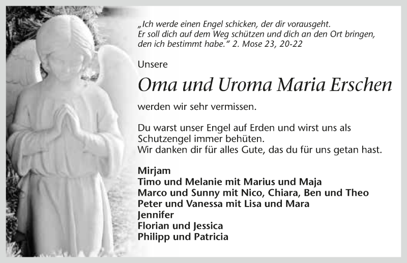  Traueranzeige für Maria Erschen vom 04.03.2017 aus 