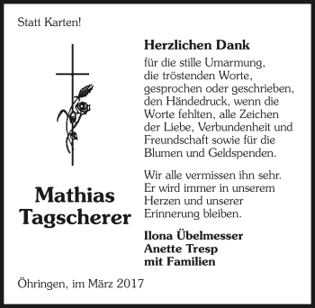 Traueranzeige von Mathias Tagscherer 
