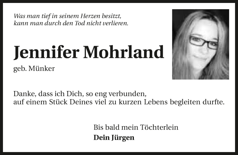  Traueranzeige für Jennifer Mohrland vom 06.03.2017 aus 