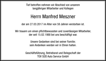 Traueranzeige von Manfred Meszner 