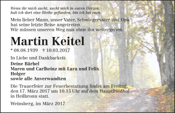 Traueranzeige von Martin Keitel 