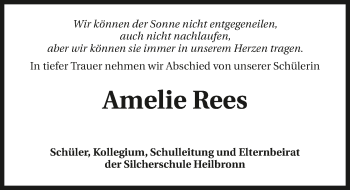 Traueranzeige von Amelie Rees 