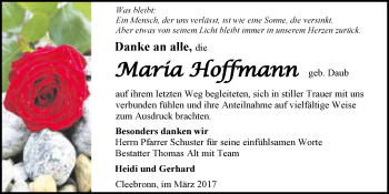 Traueranzeige von Maria-Luise Hoffmann 