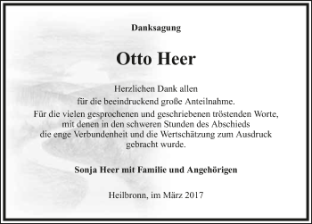 Traueranzeige von Otto Heer 