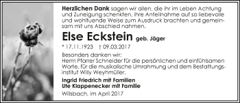 Traueranzeige von Else Eckstein 