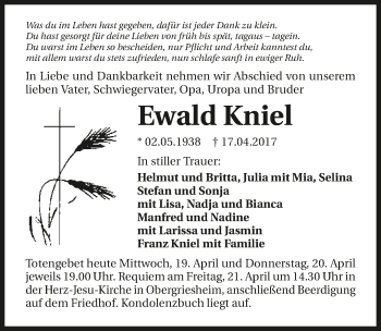 Traueranzeige von Ewald Kniel 