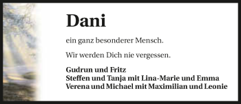 Traueranzeige von Daniela Schneider 