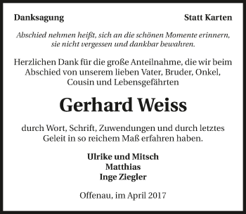 Traueranzeige von Gerhard Weiss 