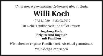 Traueranzeige von Willi Koch 