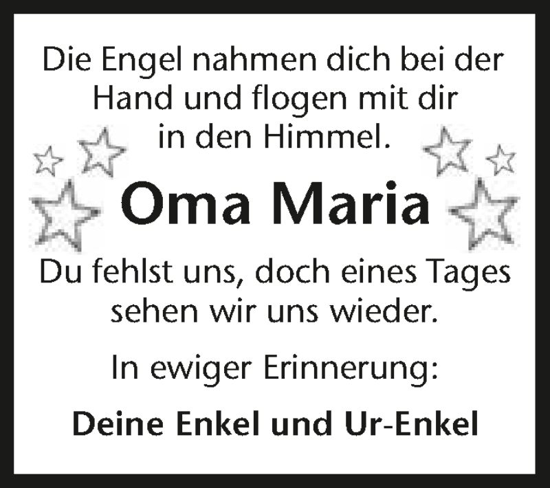  Traueranzeige für Maria Griebl vom 12.04.2017 aus 