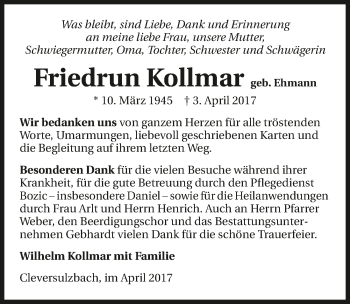 Traueranzeige von Friedrun Kollmar 