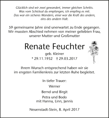 Traueranzeige von Renate Feuchter 