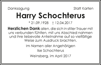 Traueranzeige von Harry Schochterus 