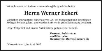 Traueranzeige von Werner Eckert 