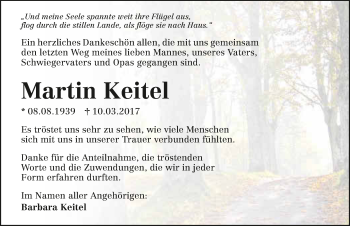 Traueranzeige von Martin Keitel 