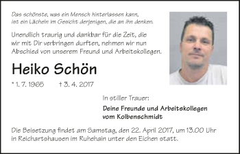 Traueranzeige von Heiko Schön 
