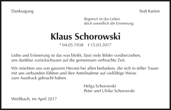 Traueranzeige von Klaus Schorowski 