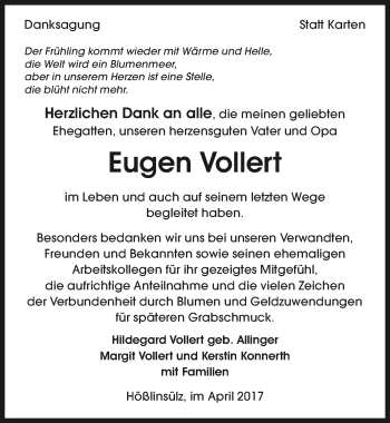Traueranzeige von Eugen Vollert 