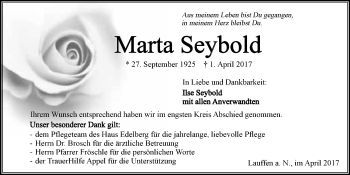 Traueranzeige von Marta Seybold 