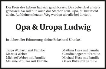 Traueranzeige von Ludwig Weber 