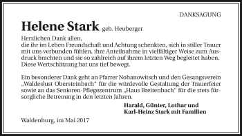 Traueranzeige von Helene Stark 