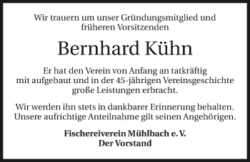 Traueranzeige von Bernhard Kühn 