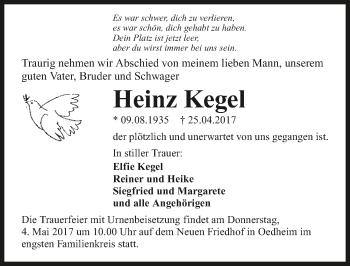 Traueranzeige von Heinz Kegel 