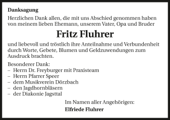 Traueranzeige von Fritz Fluhrer 