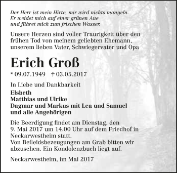 Traueranzeige von Erich Groß 