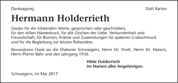 Traueranzeige von Hermann Holderrieth 