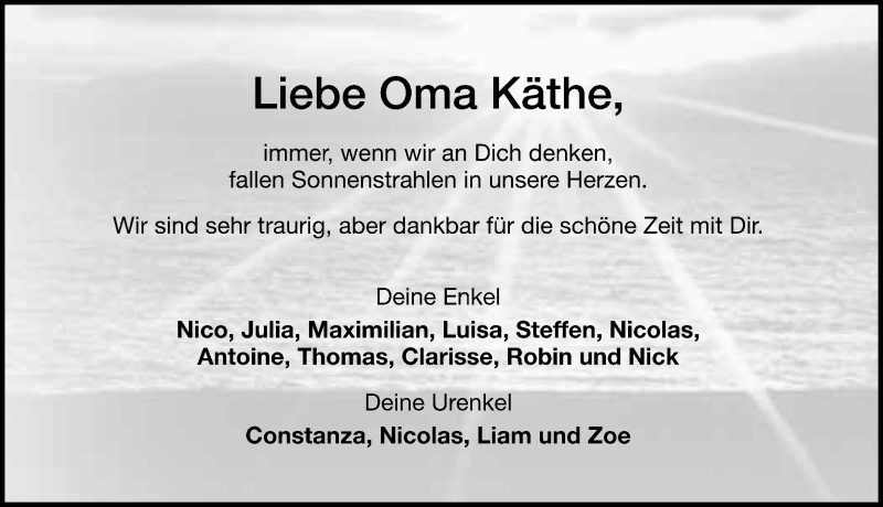  Traueranzeige für Kahtarina Fischer vom 10.05.2017 aus 